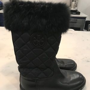 Tory Burch Joey Fur Trim Quilted Winter Boots